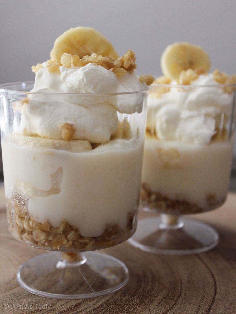 Banana pudding in clear cups